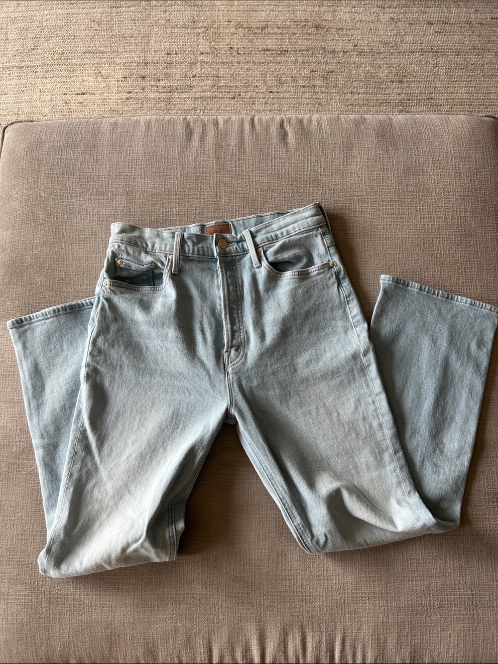 MOTHER Light Blue Cropped Straight Jeans